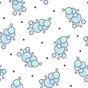Soap foam set with bubbles. Seamless pattern. Stockillustratie