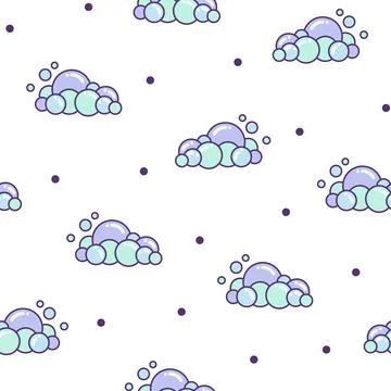 Soap foam set with bubbles. Seamless pattern. イラスト素材