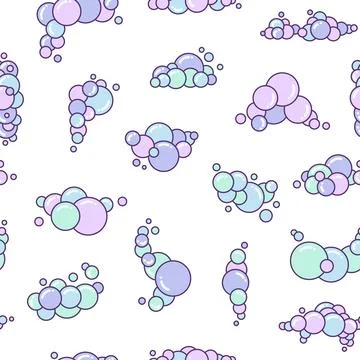 Soap foam set with bubbles. Seamless pattern. Stockillustratie