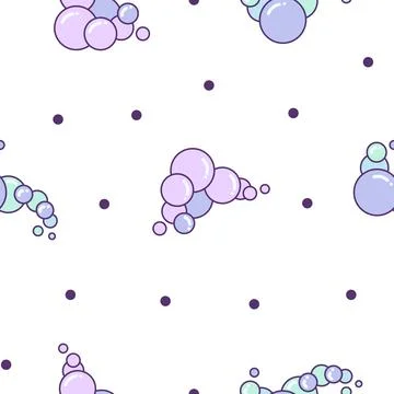 Soap foam set with bubbles. Seamless pattern. イラスト素材