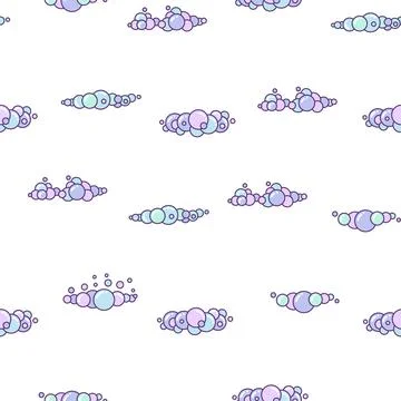 Soap foam set with bubbles. Seamless pattern. Stockillustratie