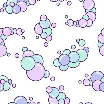 Soap foam set with bubbles. Seamless pattern. 스톡 일러스트