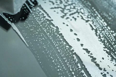 Soap Foam Texture on Car Window During Vehicle Wash Stock Photos