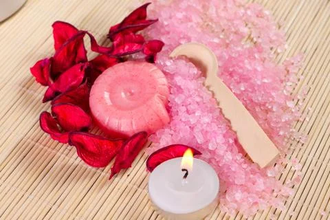 Soap in the form of shells and flower petals Stock Photos