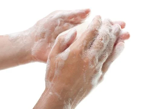 Soap in hand Stock Photos