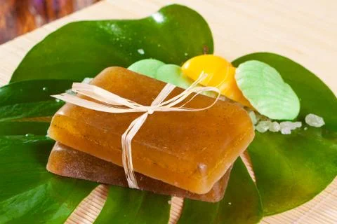 Soap on a leaf Foto stock