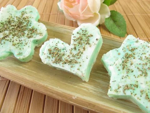 Soap with lemon verbena Stock Photos