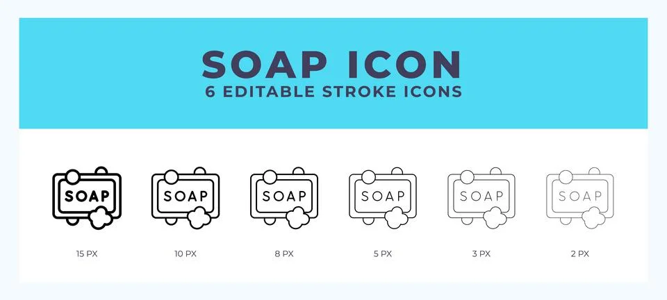 Soap line icon illustrations with editable strokes. Stock Illustration
