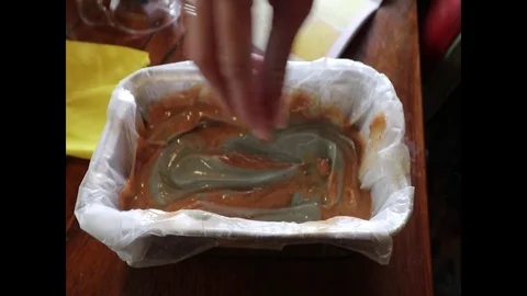 Soap in a mold with a hand sprinkle lavender 스톡 동영상 75948154
