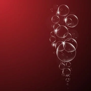 Soap or Water bubbles on Dark Red  background .vector design element EPS10 il Stock Illustration