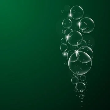 Soap or Water bubbles on Dark Green background .vector design element EPS10 i Stock Illustration