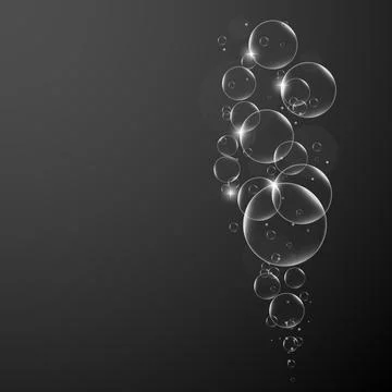 Soap or Water bubbles on Dark Blue background .vector design element EPS10 il Stock Illustration