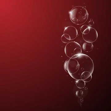Soap or Water bubbles on Dark Red background .vector design element EPS10 ill Stock Illustration