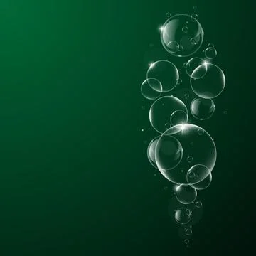 Soap or Water bubbles on Dark Green background .vector design element EPS10 i Stock Illustration