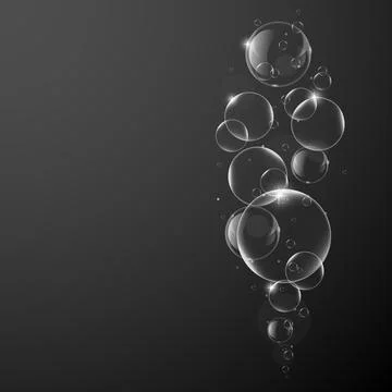 Soap or Water bubbles on Dark background .vector design element EPS10 illustr Stock Illustration