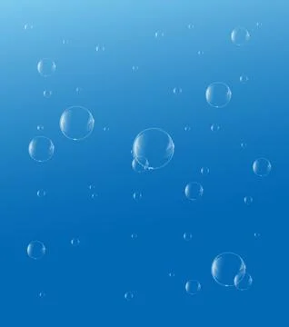 Soap or Water bubbles Drop Underwater on Light Blue background .vector design Stock Illustration