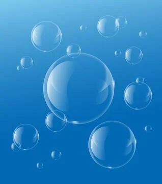 Soap or Water bubbles Drop Underwater on Light Blue background .vector design Stock Illustration