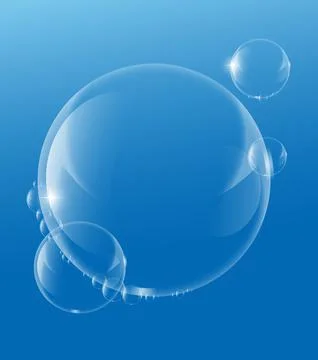 Soap or Water bubbles Drop Underwater on Light Blue background .vector design Stock Illustration