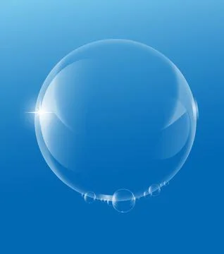 Soap or Water bubbles Drop Underwater on Light Blue background .vector design Stock Illustration