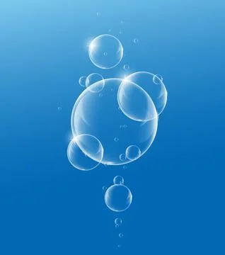 Soap or Water bubbles Drop Underwater on Light Blue background .vector design Stock Illustration