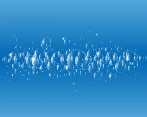 Soap or Water bubbles Drop Underwater on Light Blue background .vector design Stock Illustration