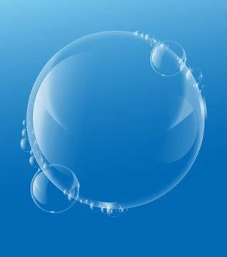 Soap or Water bubbles Drop Underwater on Light Blue background .vector design Stock Illustration
