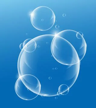 Soap or Water bubbles Drop Underwater on Light Blue background .vector design Stock-Illustration