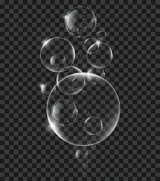 Soap or Water bubbles on tranparency background ,vector design element EPS10  Stock Illustration