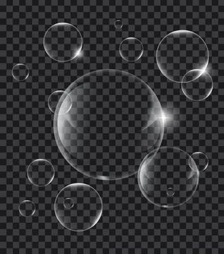 Soap or Water bubbles on tranparency background ,vector design element EPS10  Stock Illustration