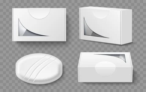 Soap packaging template. Realistic white empty cardboard box for cosmetic Stock Illustration