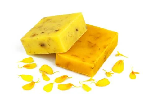 Soap with petals Stock Photos