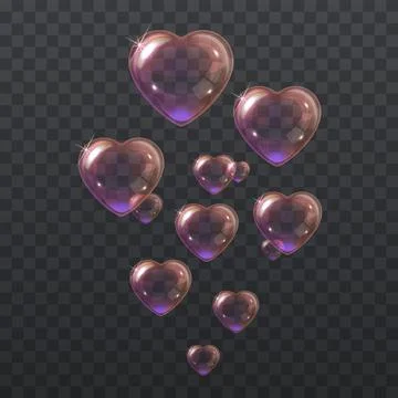 Soap pink bubbles in the shape of a heart Stock Illustration