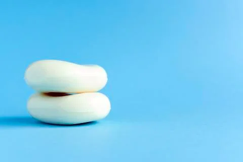 Soap side view on a blue background Stock Photos