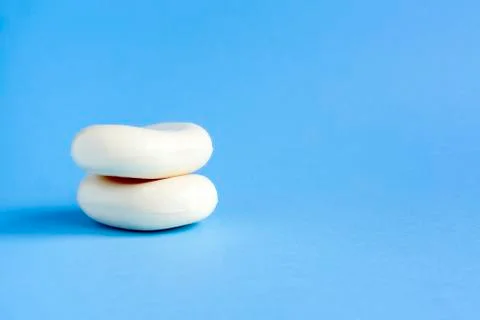 Soap side view on a blue background Stock Photos