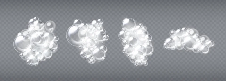 Soap sud bubbles set on transparent Stockillustratie
