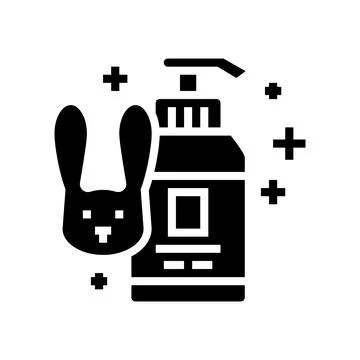 Soap testing on rabbits glyph icon vector illustration Illustrazione stock
