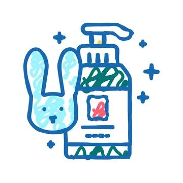 Soap testing on rabbits icon doodle illustration Illustrazione stock