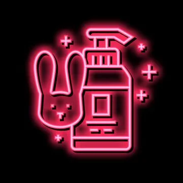 Soap testing on rabbits neon glow icon illustration Illustrazione stock