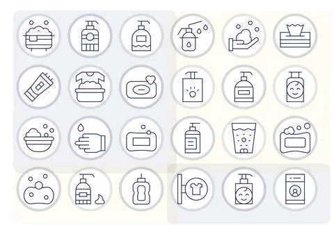 Soap Ultimate Vector Package with 24 High Resolution Thin Line Detail Enhan.. Stock Illustration