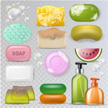 Soap vector hygiene soft-soap and bath soaper with soap-bubble illustration spa Stock Illustration