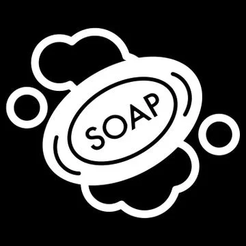 Soap vector icon. Black soap illustration on white background. Solid linear body Stock Illustration