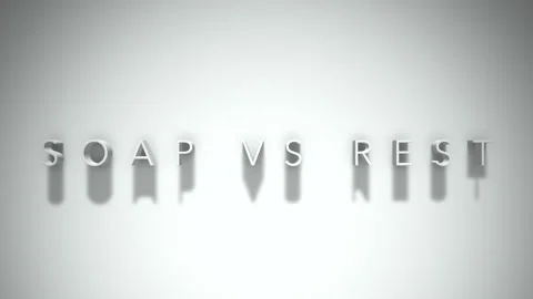 Soap vs rest 3D title animation white text on a white background Stock Footage 299748689