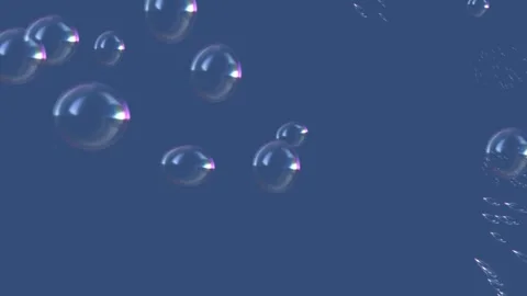 Soap Water Bubbles On Blue Background | 4K Animation Render Stock Footage 266945614