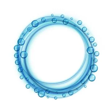 Soap water bubbles blue frame background Stock Illustration