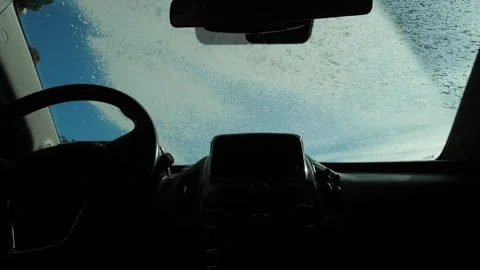 Soapy windshield during car wash Stock Footage 337775286