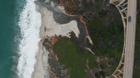 Soar above a stunning bridge, capturing nature and engineering beauty Stock Footage 309882431