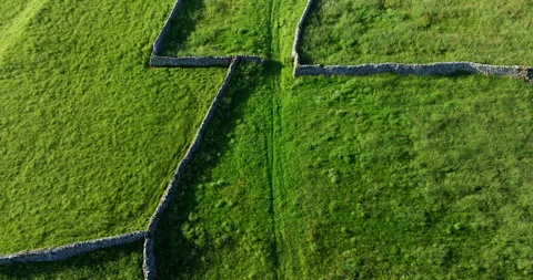 Soaring above green fields in Yorkshire Dales Видео 343899854