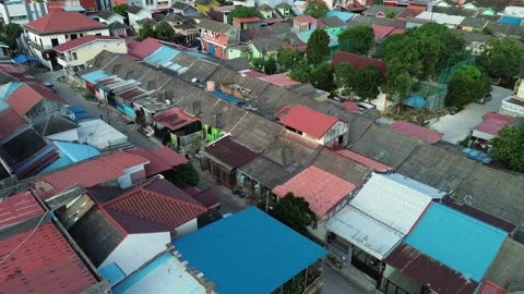 Soaring above vibrant Asian rooftops, a detailed drone perspective showcase.. Video stock 339037776