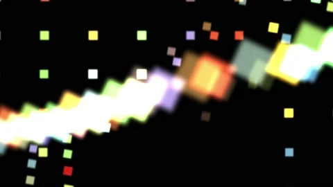Soaring abstract multi-colored cubes on a black background Stock Footage 203842401