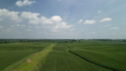 Soaring across an open farm field Stock Footage 309149248